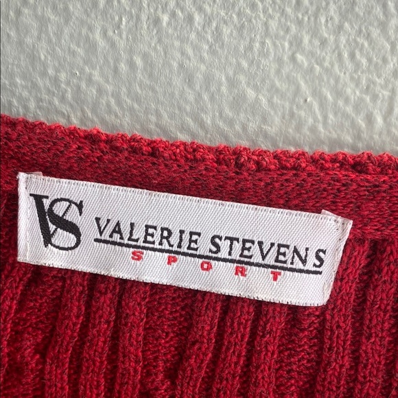 Valerie Stevens Red Cable Knit Cardigan Sweater - Picture 2 of 5